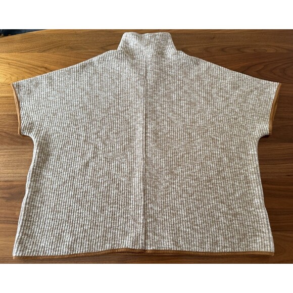 THML Ribbed Poncho Style Sweater Women Size XS/S Tan Boxy Oversized Pullover - Picture 6 of 10